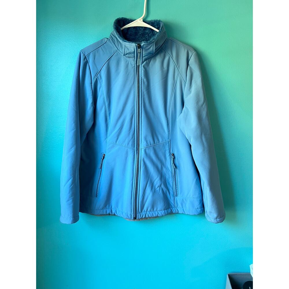 ZeroXposur Jacket Women Size XL Blue Full Zip Faux Fur Lining including pockets